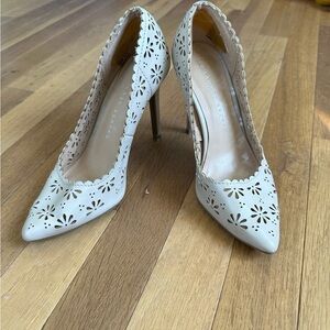 Elegant White Cutout Heels